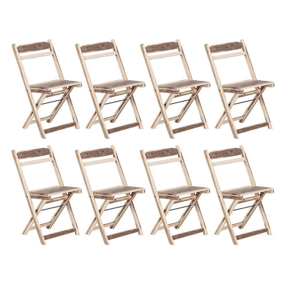 Kit 8 Cadeiras Dobrável 100% Madeira Maciça Ypê Ideal Para áreas Externas E Internas Natural
