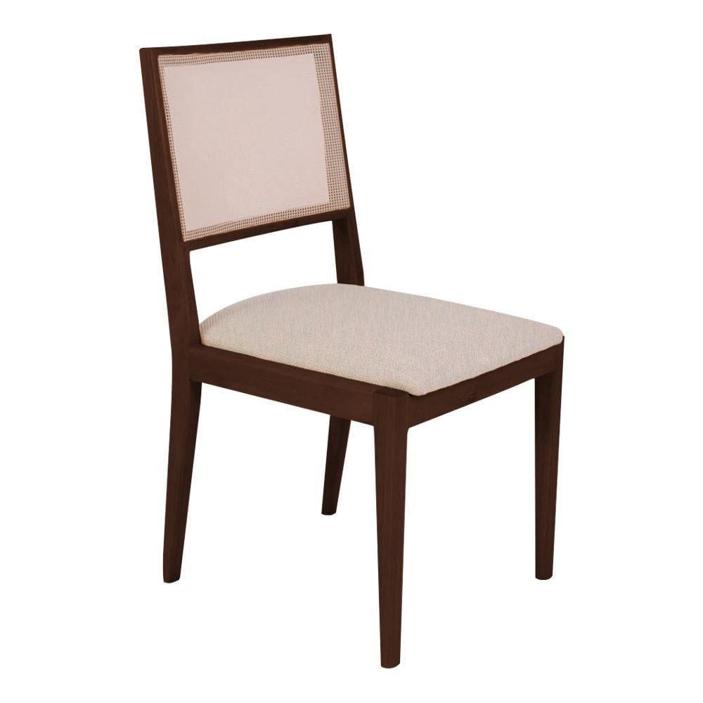 Conjunto Com 2 Cadeiras De Jantar Estofada Suellen Em Madeira E Mdf Castanho Linho Bege