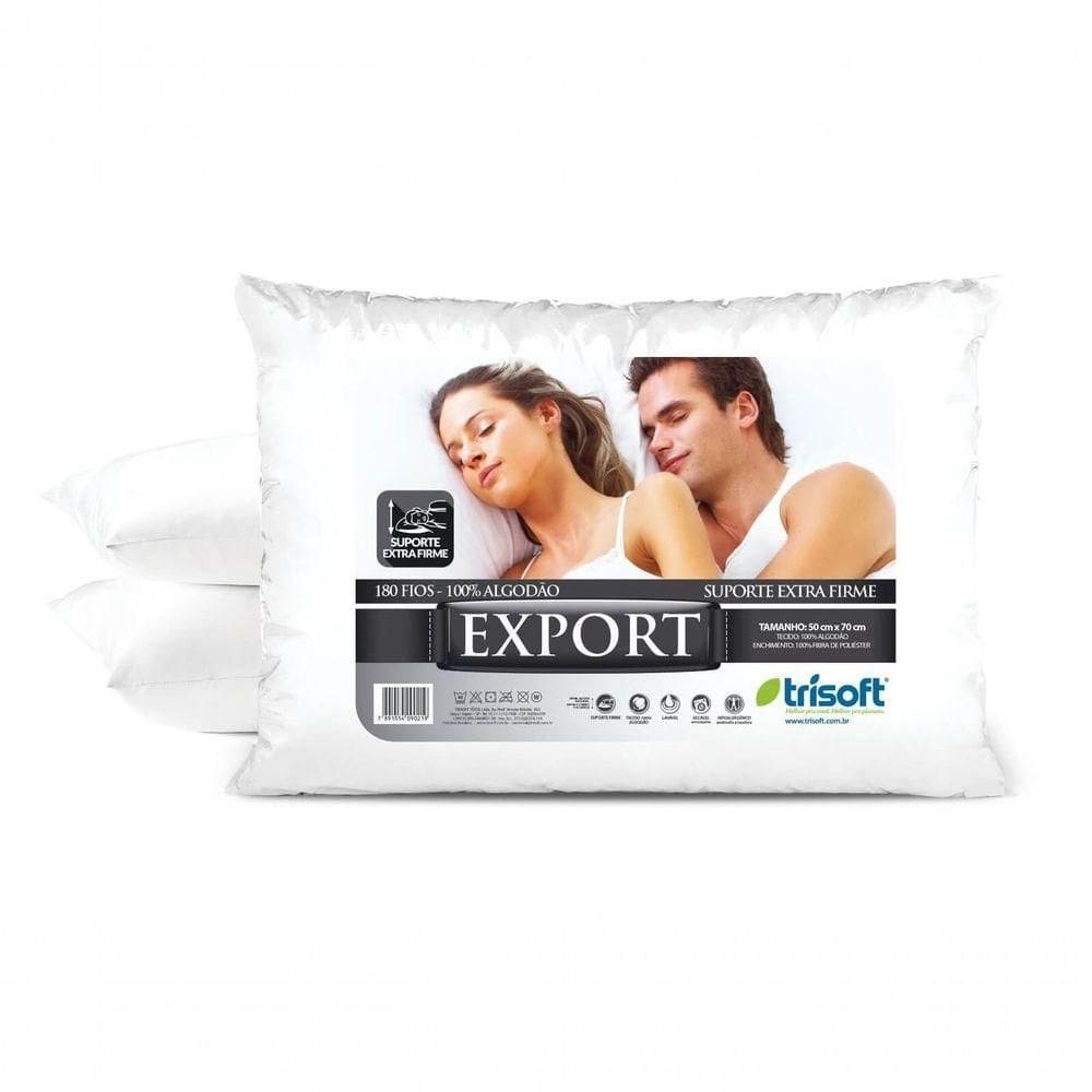 Travesseiro Percal Suporte Extra Firme Export Trisoft Branco