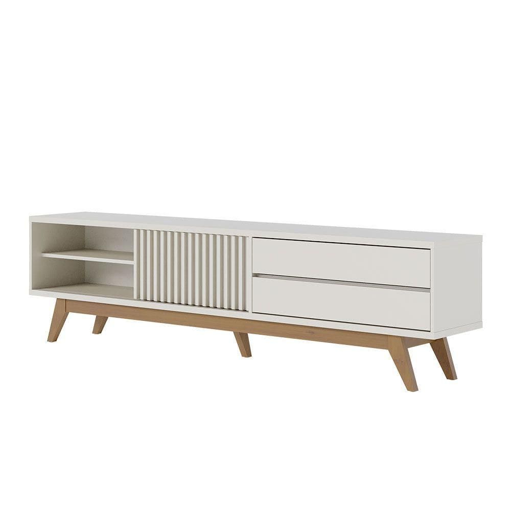 Rack Para Sala Bancada De Tv 75 Pol 200cm Licia C04 - D`rossi Cor Off White