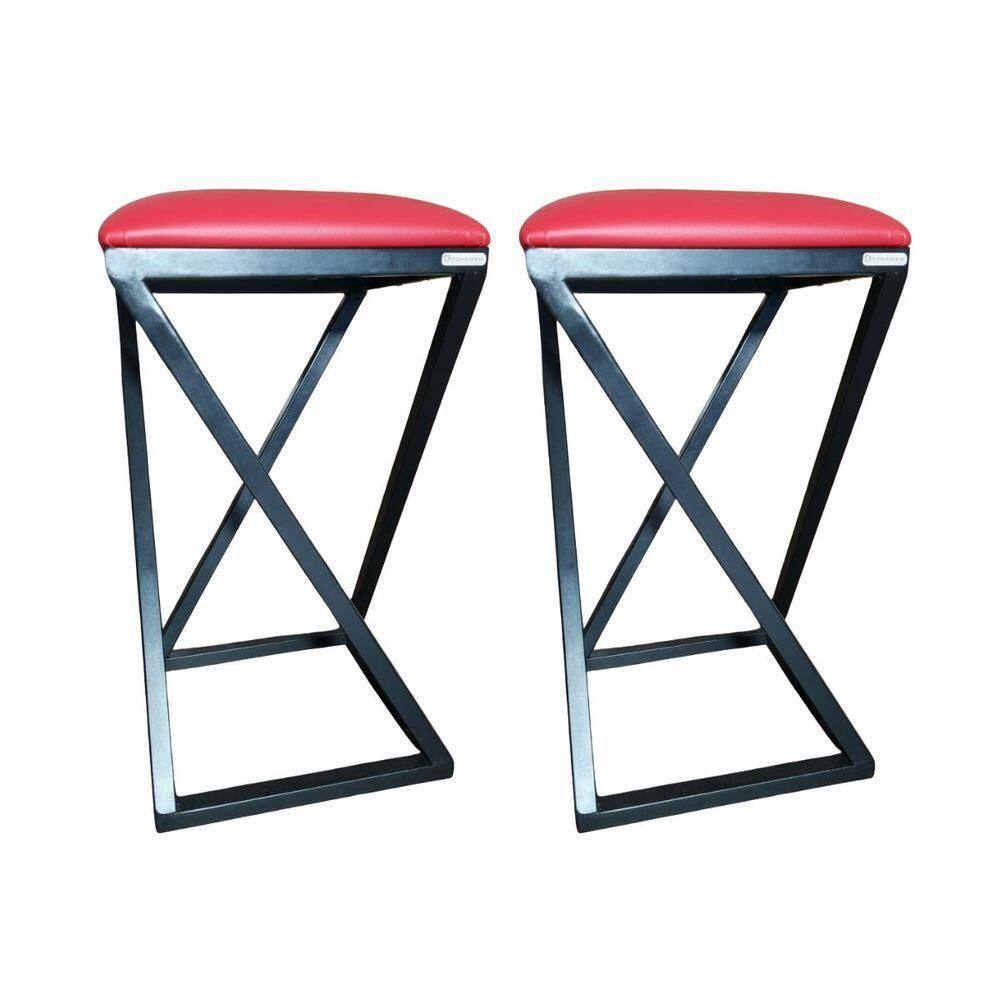 2 Banquetas Baixa Ideal Para Cozinha Bar Area Gourmet Z Vermelho