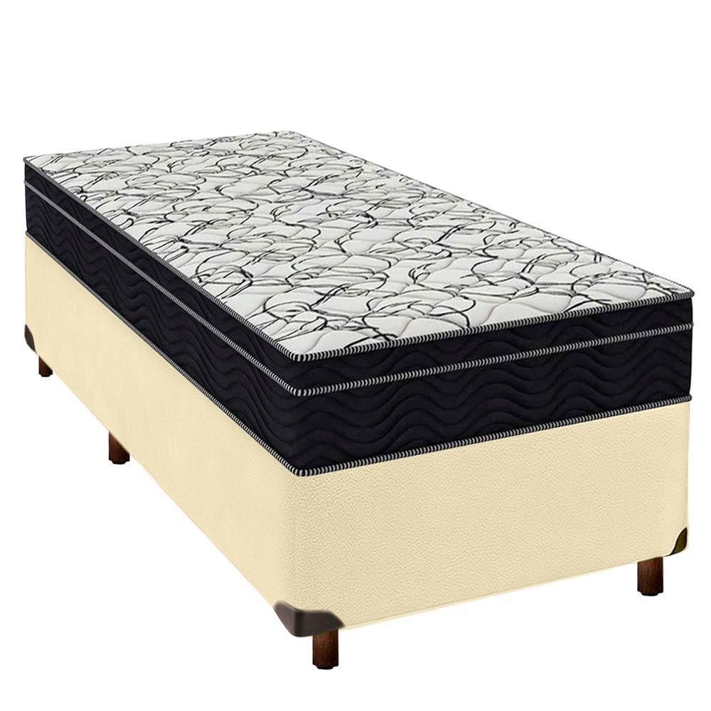 Cama Box Cinza + Colchão Solteiro Airtech 150 Ortobom