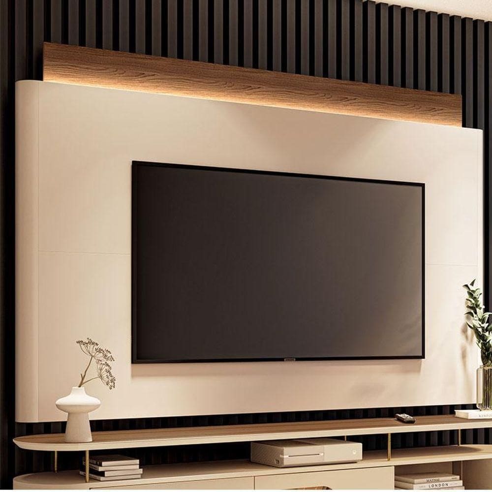 Painel Suspenso Nobre Castanho Off White - Hb Móveis