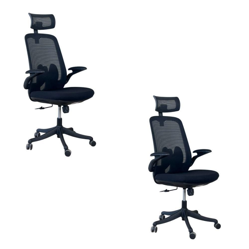 Kit 2 Cadeiras De Escritório Presidente Ergonômica Oficial Corporativa Royale Apoio Nuca