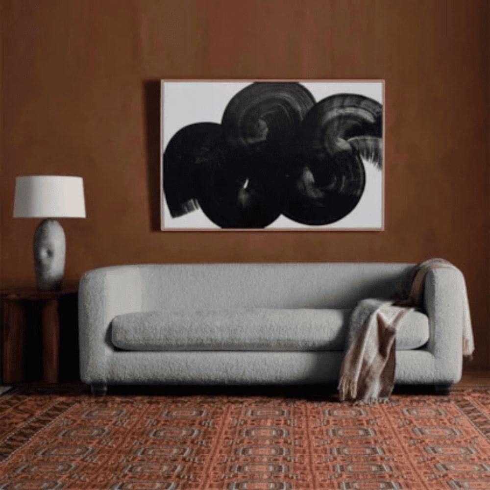 Sofá 3 Lugares Luxo Recepção Escritório Sala De Estar E Tv Veneza 180cm Bouclé Cinza- Mabe Magazine