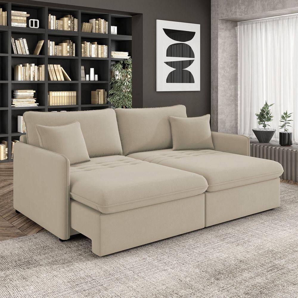 Sofá Retrátil Reclinável 2 Lugares 154cm Maili Veludo K01 - D`rossi Terra