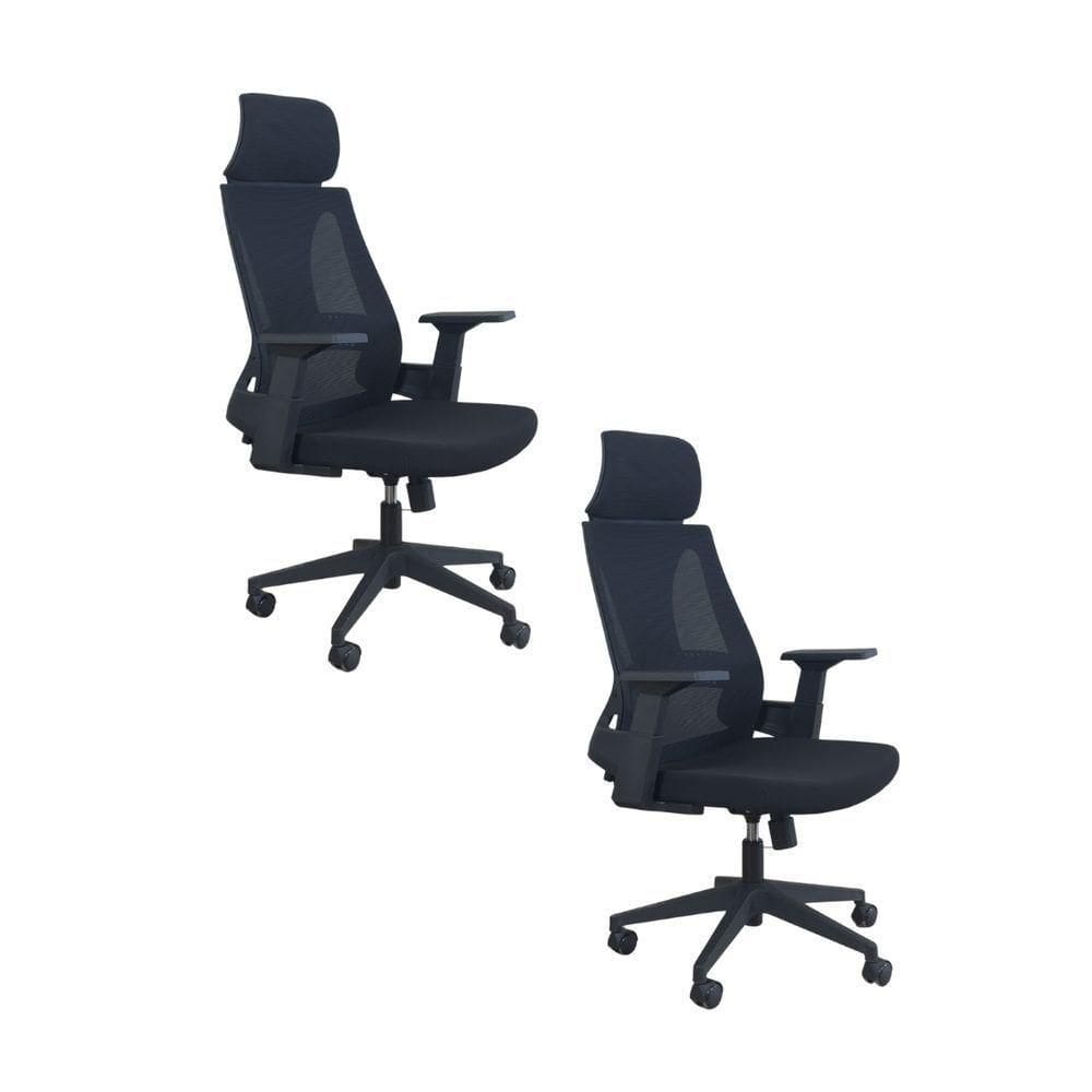 Kit 2 Cadeiras De Escritório Presidente Ergonômica Oficial Corporativa Elite Apoio Nuca