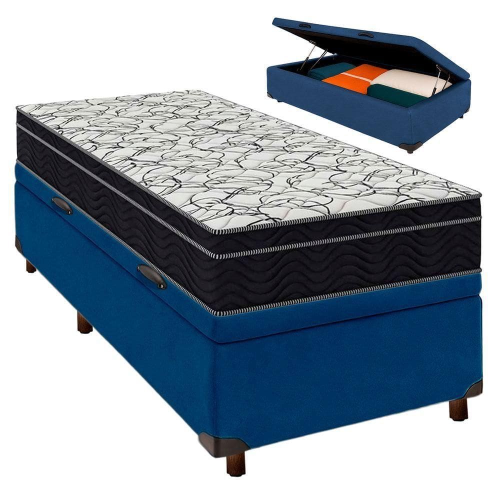 Cama Box Branco + Colchão Solteiro Airtech 150 Ortobom