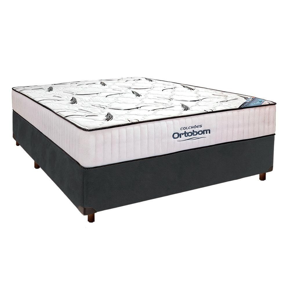 Cama Box Perola + Colchão Casal High Foam Ortobom