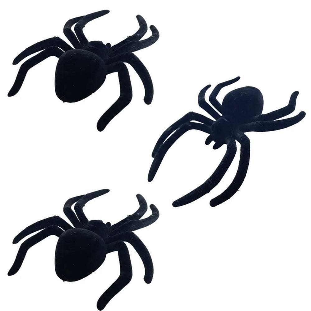 Aranha Camurça Hallowen Kit 3 Uni Decoraçao Dia Das Bruxas Pegadinha Festa Enfeite Assustador