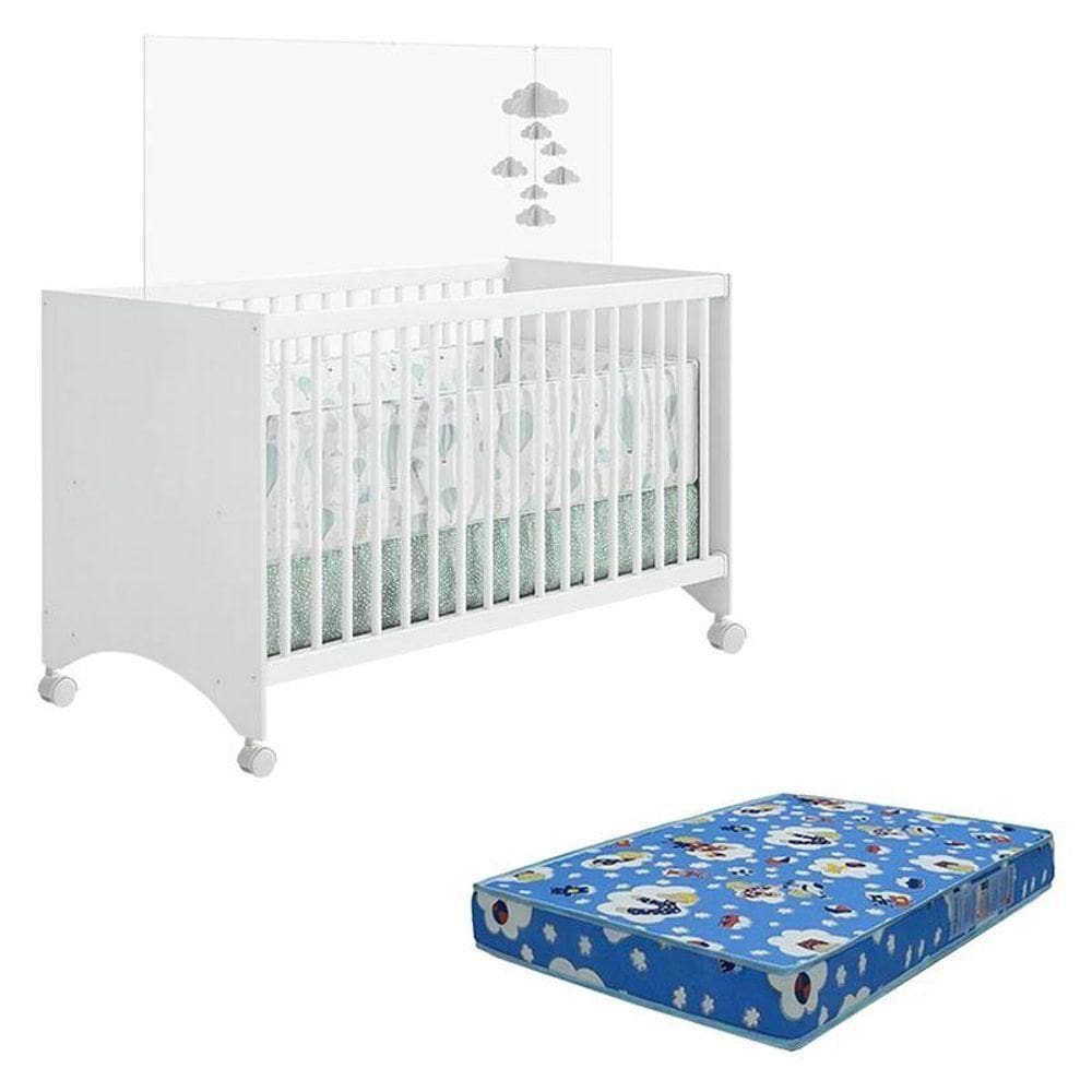 Berço Gutti Branco Brilho Com Colchão Ortobom - Móveis Estrela