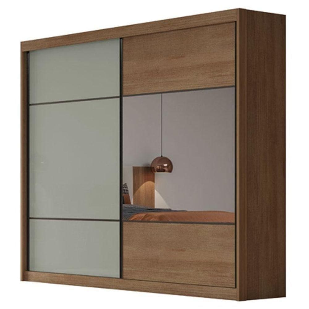 Guarda Roupa Casal Belmonte 2 Portas 6 Gavetas Cumaru 25 Fendi Com Espelho - Horizonte