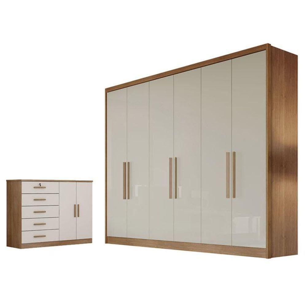 Guarda Roupa Casal New Messina E Cômoda Seul Cumaru 25 Fendi - Horizonte