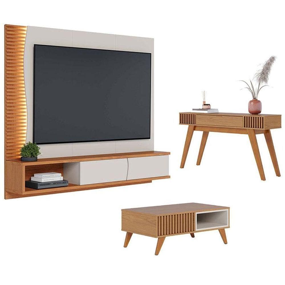 Home Suspenso Egeu Off White Freijó Com Mesa De Centro Jeri Freijó Off White E Aparador Riviera Freijó - Colibri