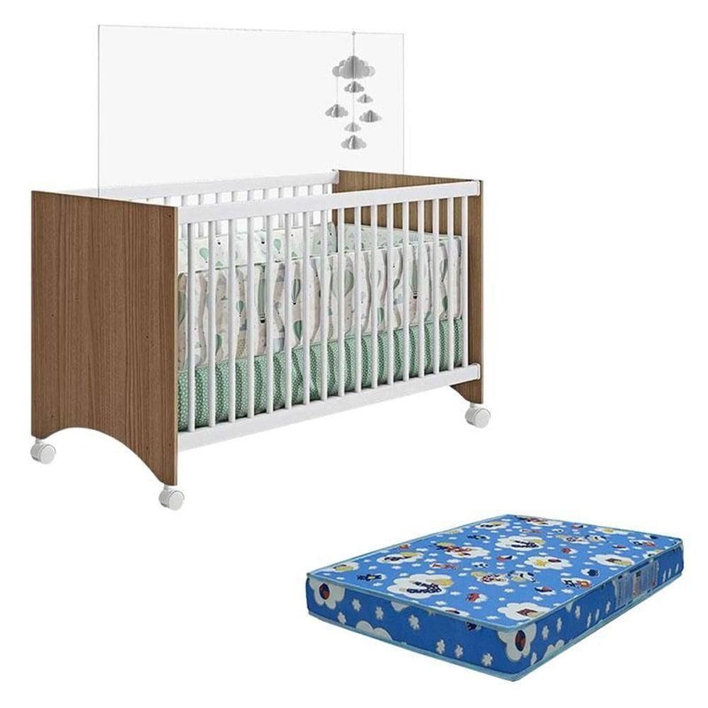 Berço Gutti Amadeirado Acetinado Com Colchão Ortobom - Móveis Estrela