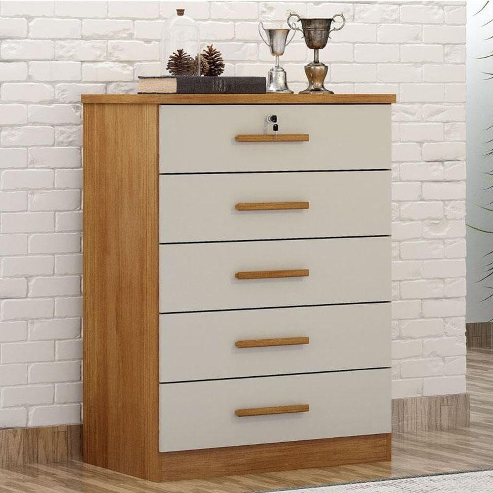 Cômoda Gaveteiro Ambiente Suiça Com Chave Cumaru 25 Fendi - Horizonte