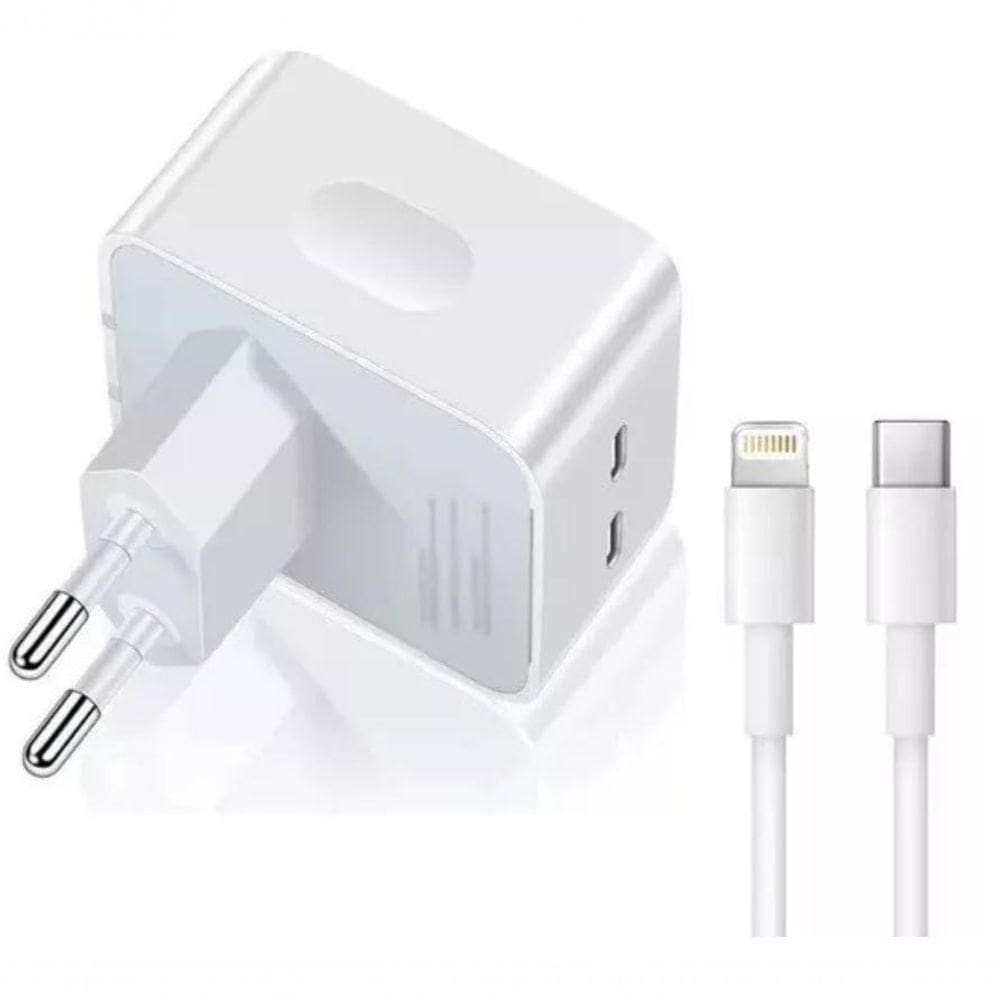 Carregador Turbo Duplo Usb-c Compativel E 12 13 14 - 40w