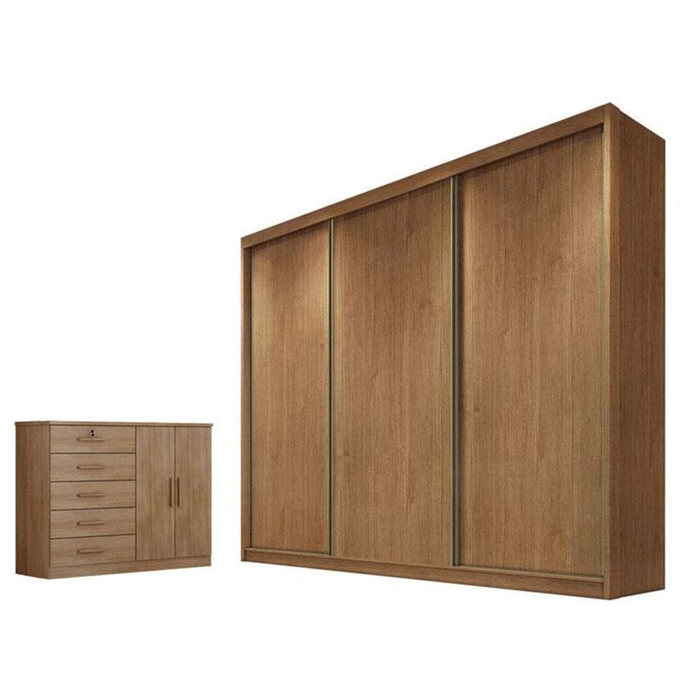 Guarda Roupa Casal Medelim E Cômoda Seul Cumaru 23 - Horizonte
