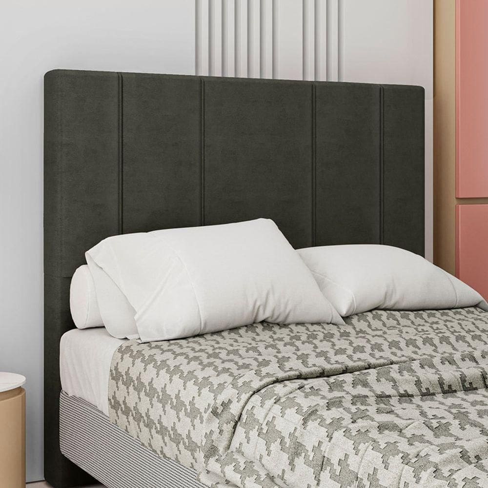 Cabeceira Estofada Casal 140 Cm Rubi Veludo Cor: Marrom