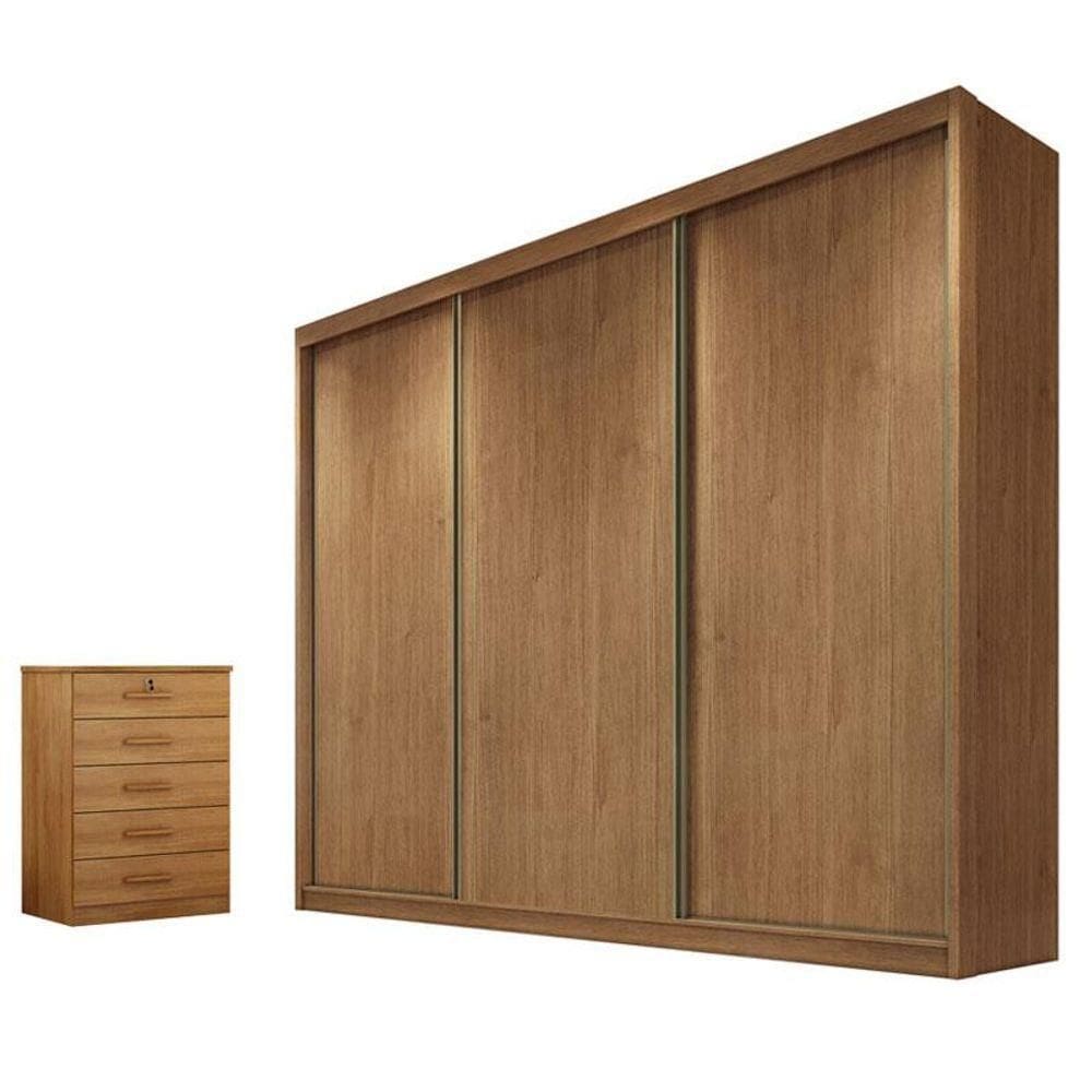 Guarda Roupa Casal Logan E Gaveteiro Suiça Cumaru 23 - Horizonte