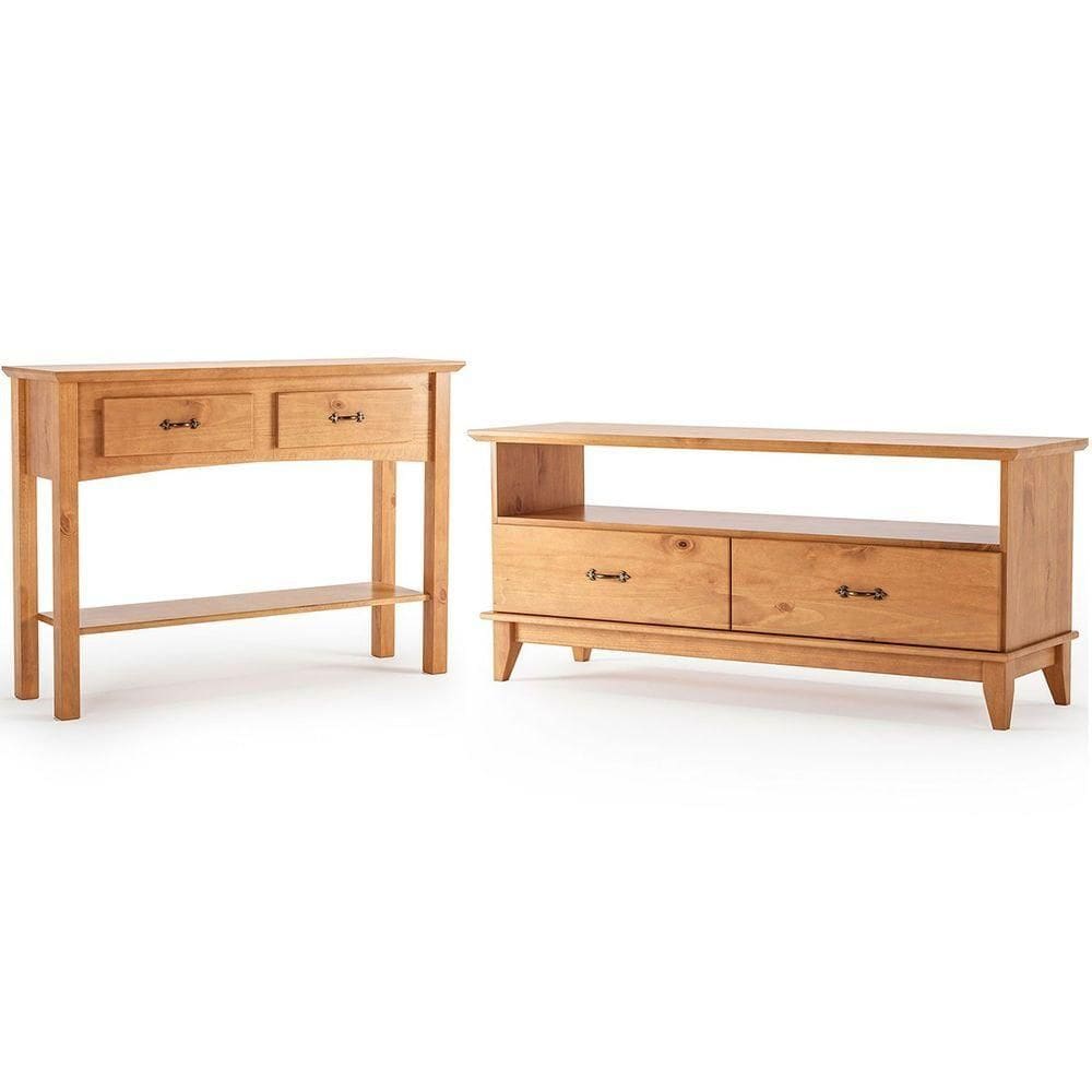 Kit Rack Para Tv De 55” E Aparador Para Sala 100% Madeira Lídia Carvalho