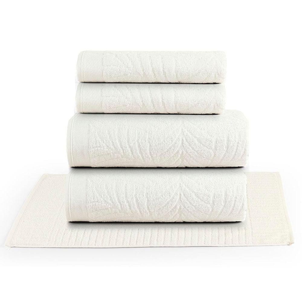 Jogo De Banho Native Toalhas Macias Costela De Adão 100% Algodão Fio Penteado 5 Peças Off White