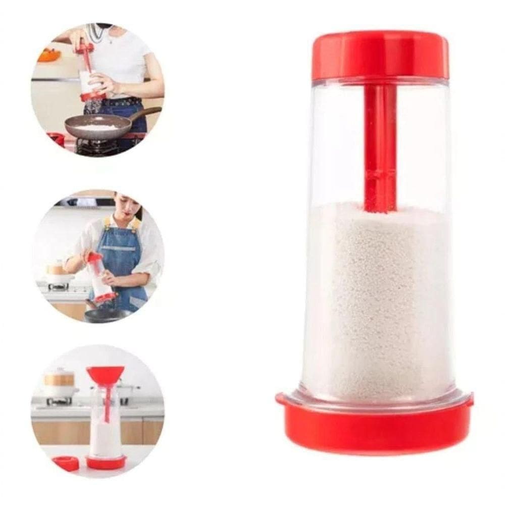Tapioqueira Vermelha Polvilhador 2 Em 1 Para Goma, Farinha E Temperos – Armazena E Peneira Com Praticidade