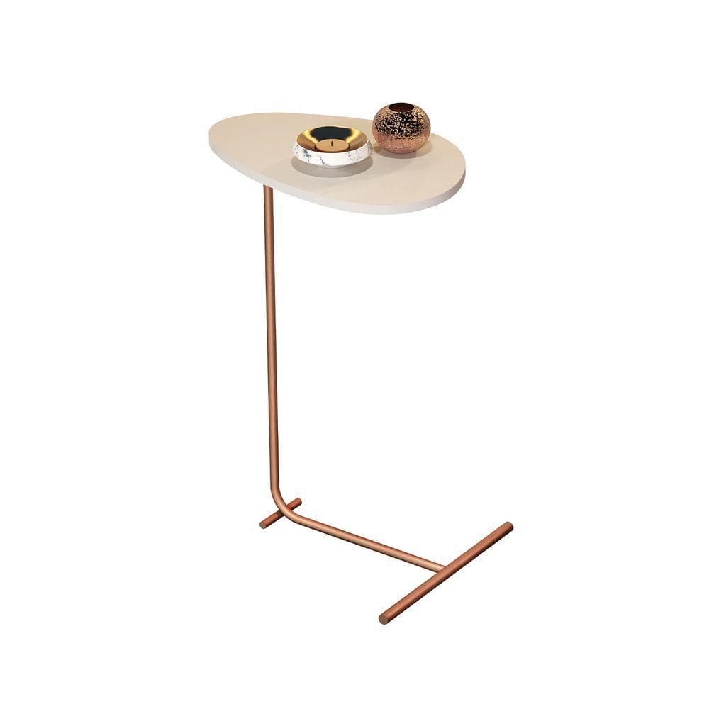 Mesa De Apoio Sofa Organic Off White Pe Bronze - Moveis Jb