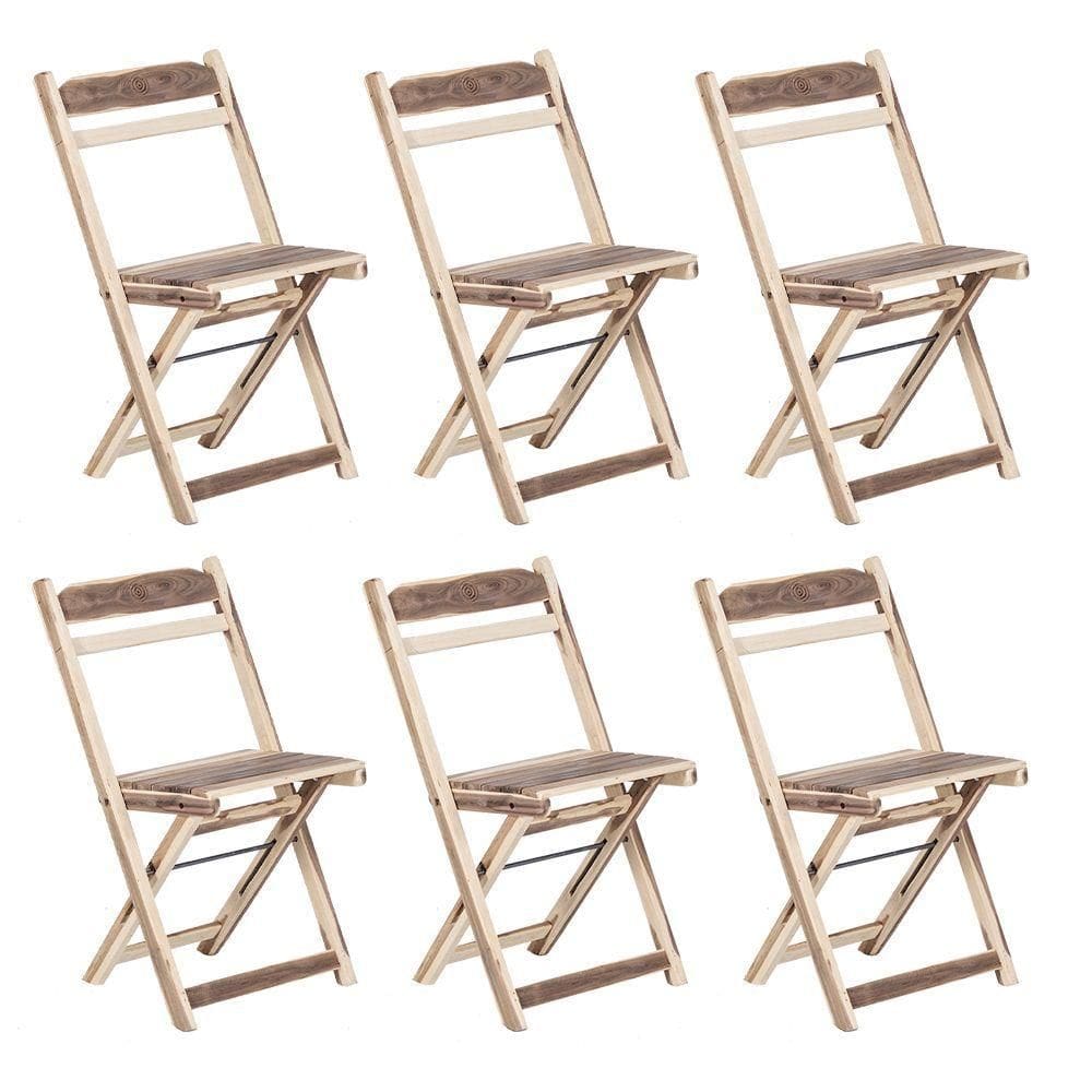 Kit 6 Cadeiras Dobrável Em Madeira Maciça Ypê Conforto E Estilo Para Uso Externo Natural