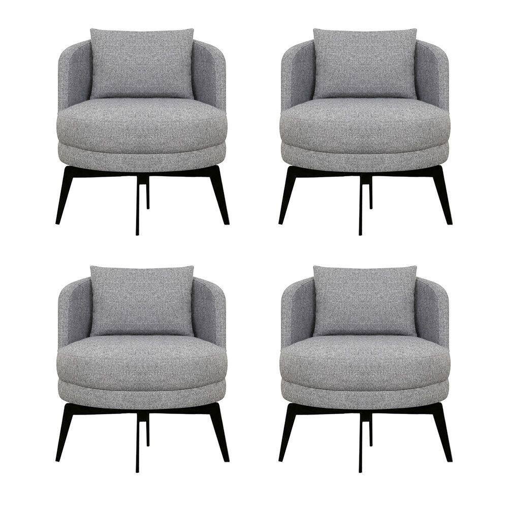 Kit 4 Poltronas Decorativas Giratórias Cora Em Linhão Misto Cinza