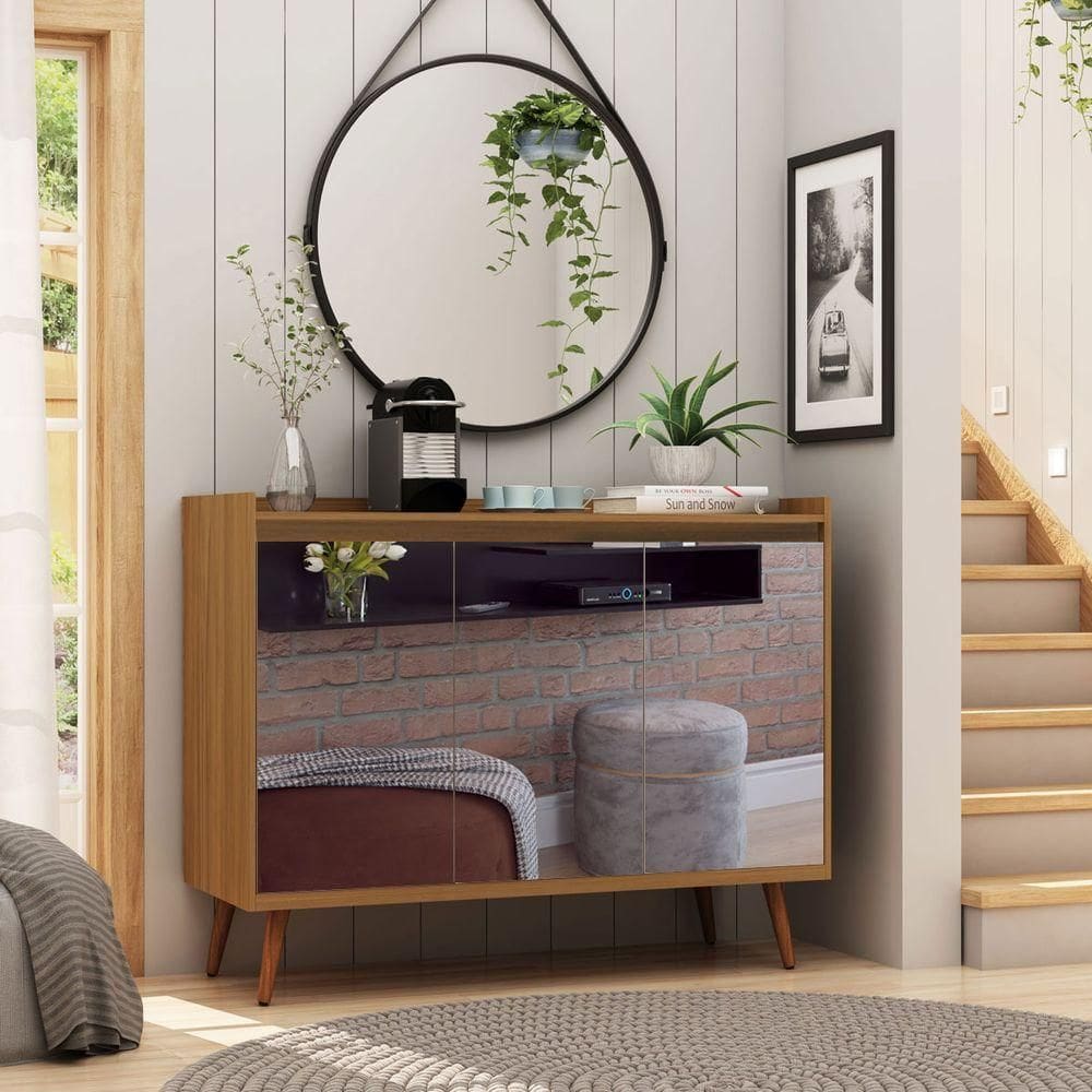 Buffet Aparador Retrô Com Espelho Clássico 3 Portas Freijó - Moveisaqui