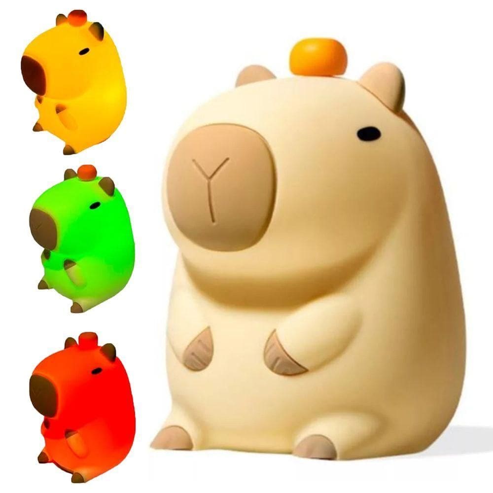 Luminaria Abajur De Mesa Capivara Fofa Touch Usb Muda De Cor Recarregavel Iluminaçao Decoraçao Casa Quarto Enfeite