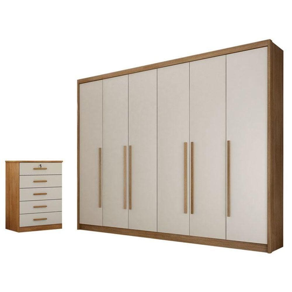 Guarda Roupa Casal Bragança E Gaveteiro Suiça Cumaru 25 Fendi - Horizonte