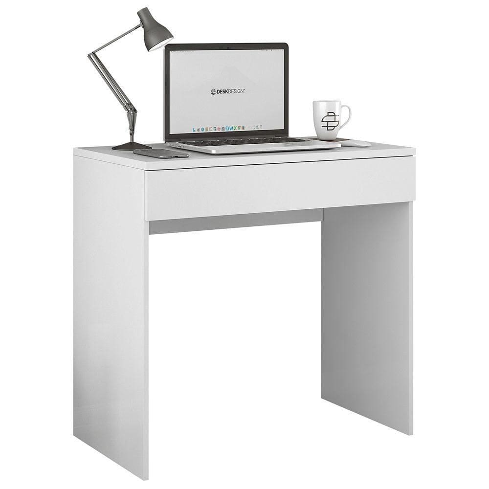 Mesa Escrivaninha Estudo Loft Minimalista Bp 100% Mdf 80cm Com 01 Gaveta Branco - Abmaza