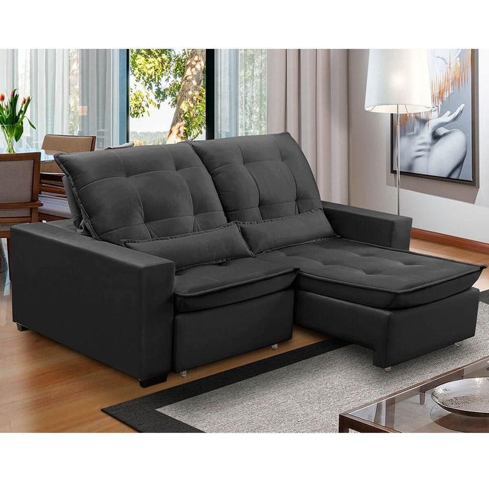 Sofa Retratil Reclinavel 2 Lugares 2,10m Atlantis Veludo Lansofbr