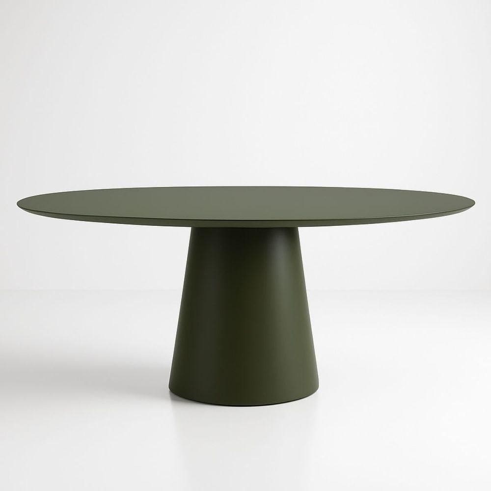 Mesa De Jantar Cone Oval 198x122 Cm Laca Verde Musgo
