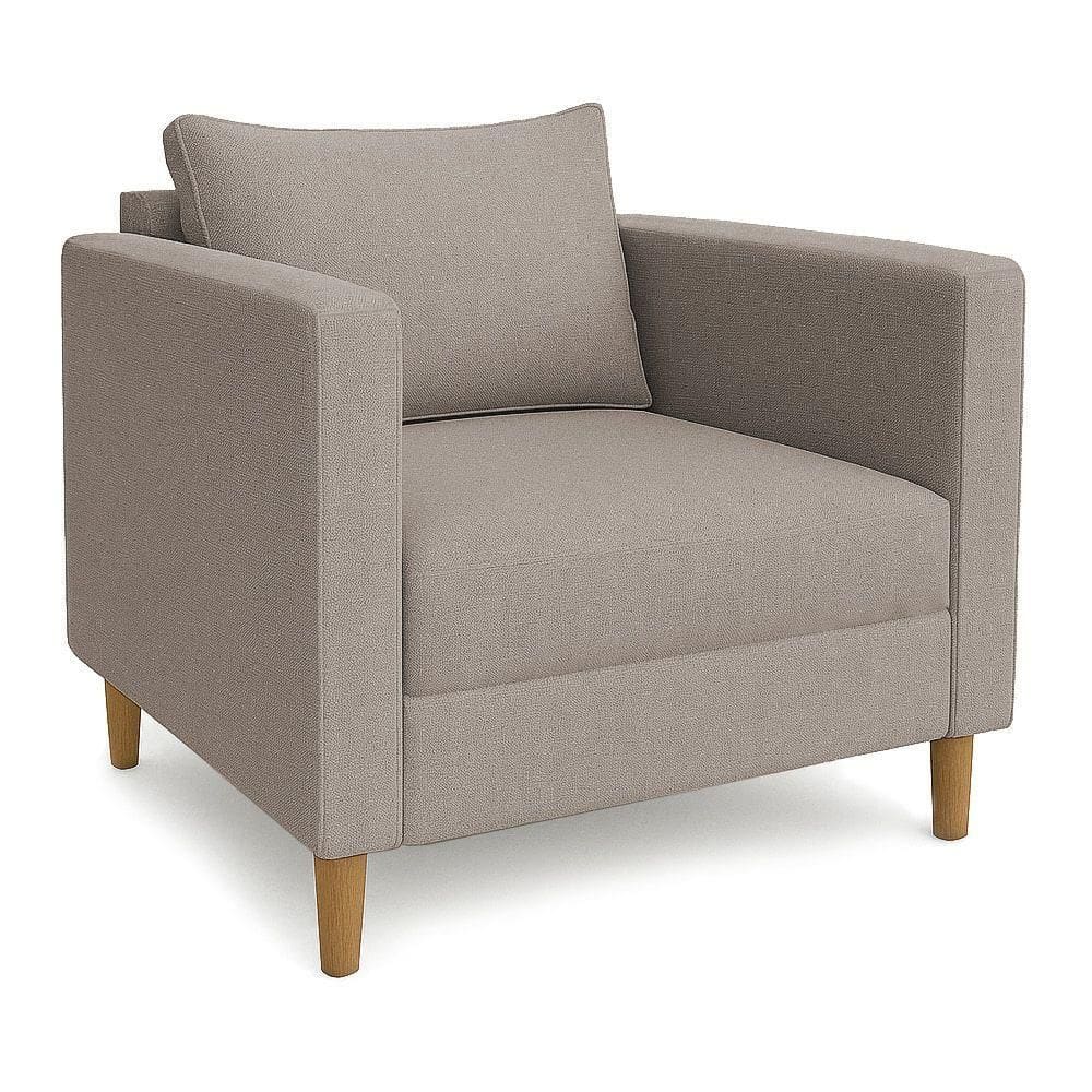 Poltrona Decorativa Helena Linho Pés Madeira Capuccino