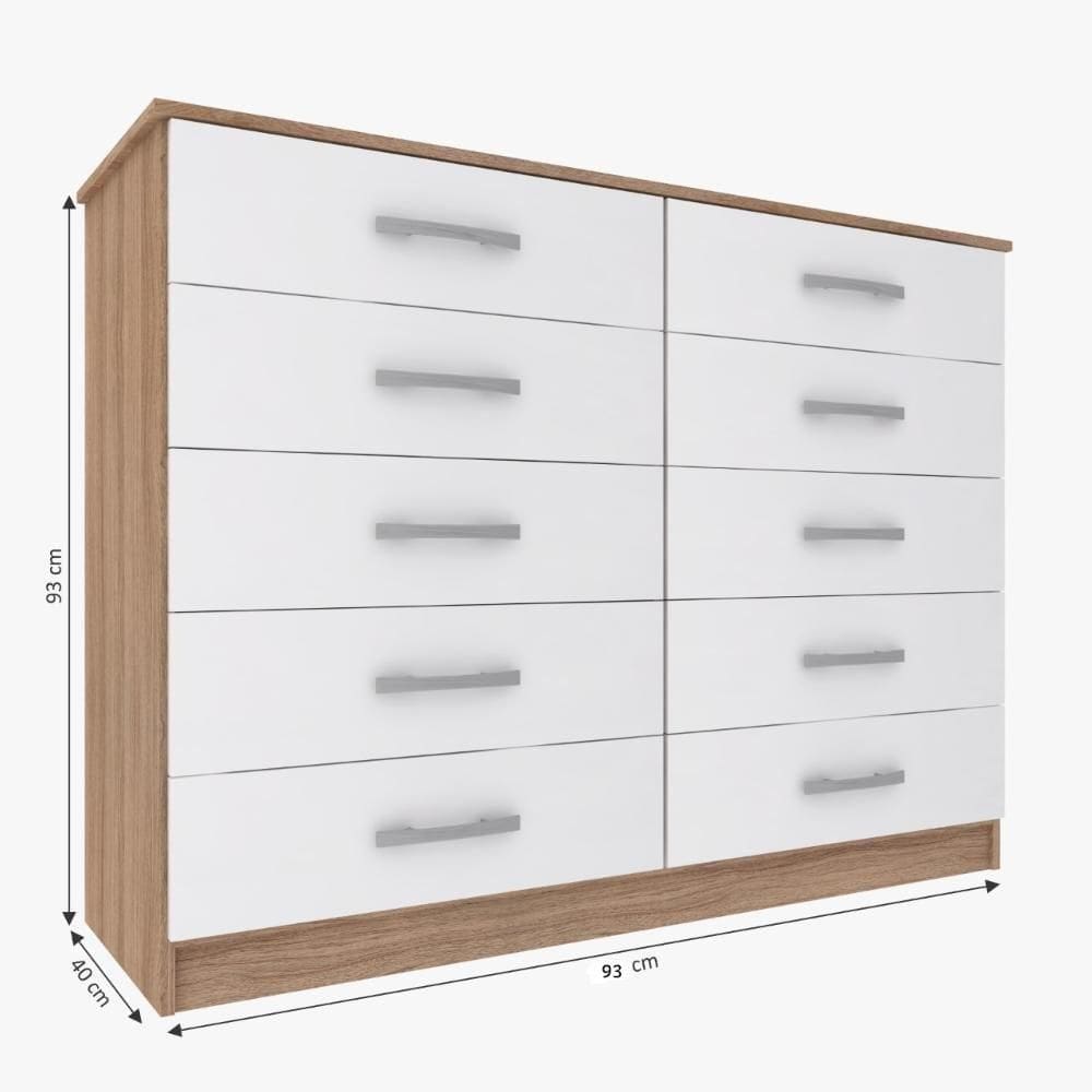 Cômoda Austin 10 Gavetas - Demolição / Branco Demolição / Branco