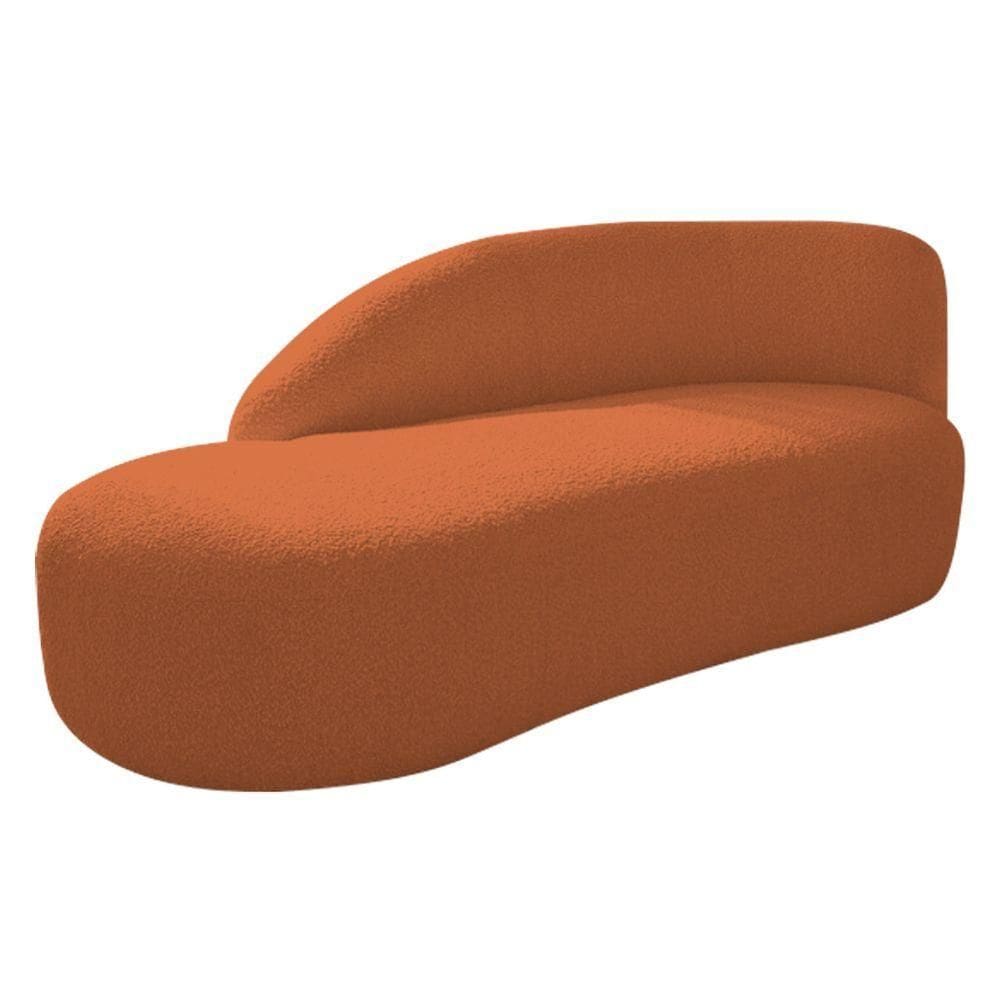 Divã Recamier Curvo Luna 140cm Lado Esquerdo Suede - Adj Decor Cor Terracota