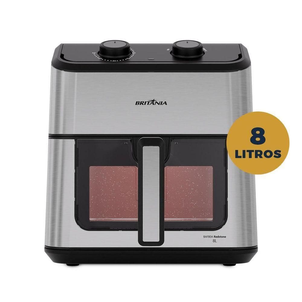 Air Fryer Britânia 8L Redstone Visor Glass BAF80A 220V