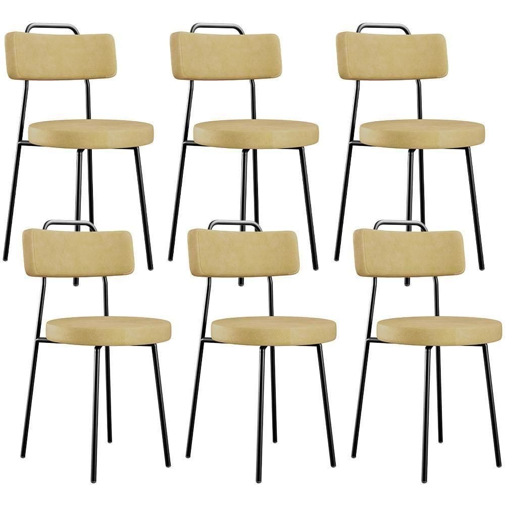 Kit 06 Cadeiras Decorativas Estofada Sala De Jantar Barcelona L02 Couríssimo Casco Fendi - Lyam Decor