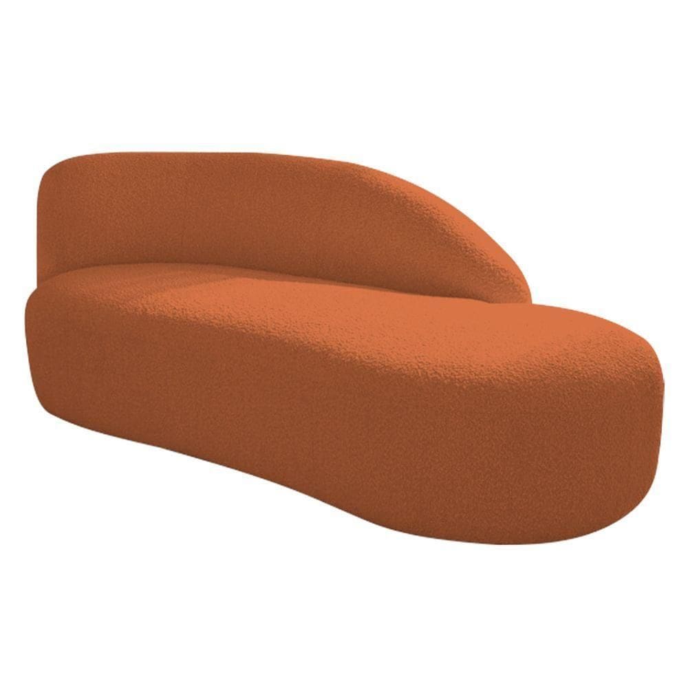 Divã Recamier Curvo Luna 140cm Lado Direito Suede - Adj Decor Cor Terracota