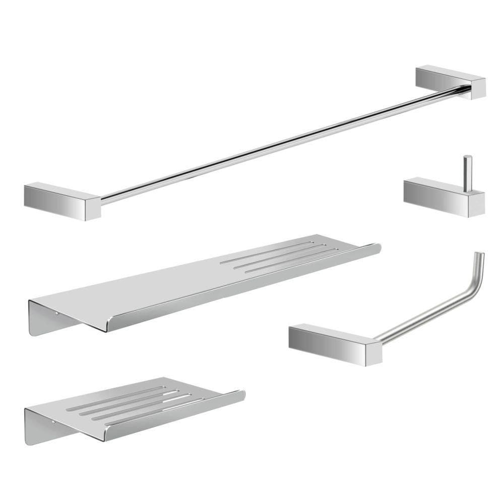 Kit Acessórios Para Banheiro Escovado 5 Peças Grego Metal 2101tr