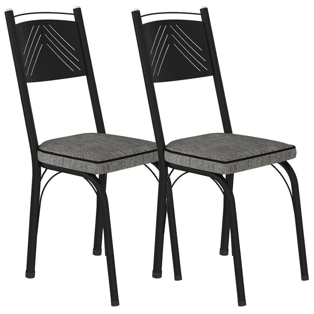Kit 2 Cadeiras Tubular Europa 151 Preto Assento Grafiato Artef Grafiato