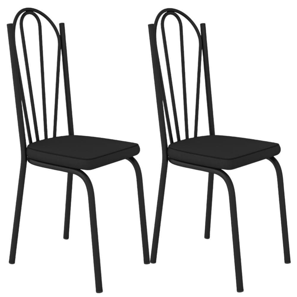 Kit 2 Cadeiras Tubular Europa 121 Preto Assento Preto Artef Preto
