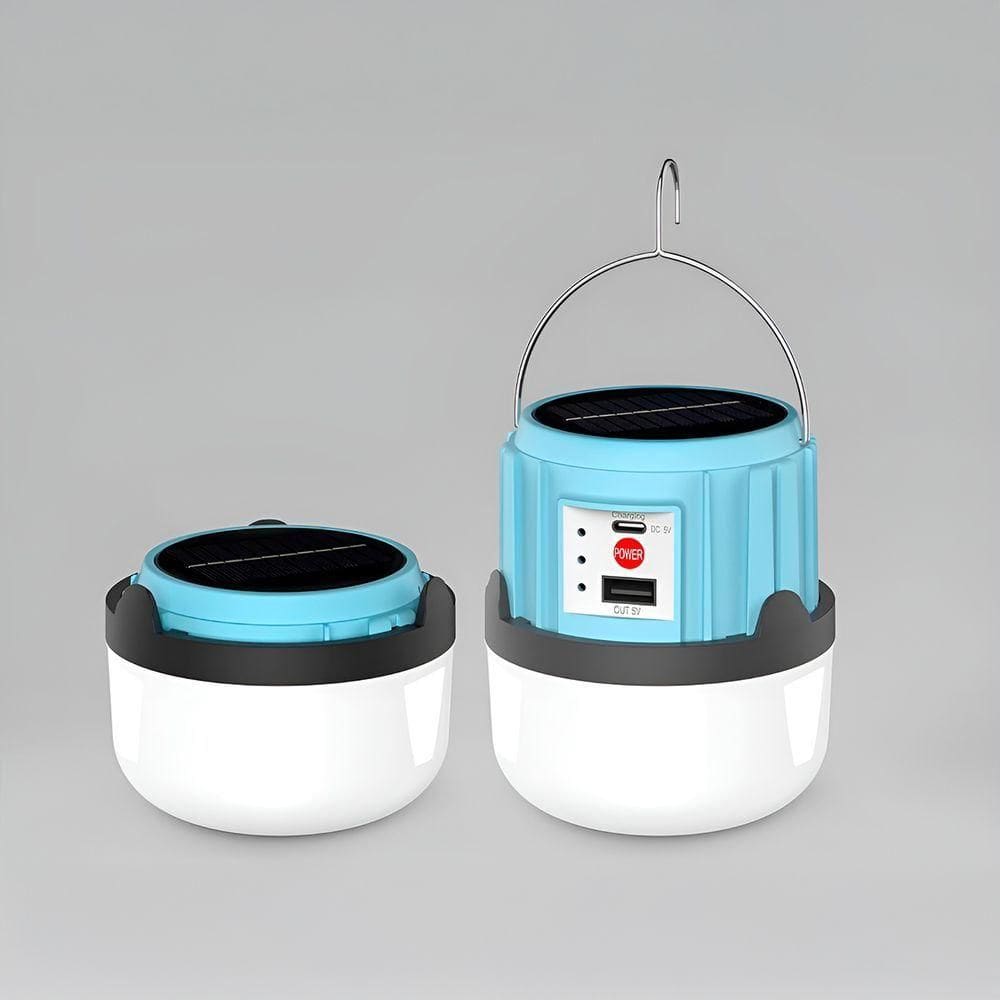 Lanterna Recarregável Estilo Lampião Usb Solar Cor:azul