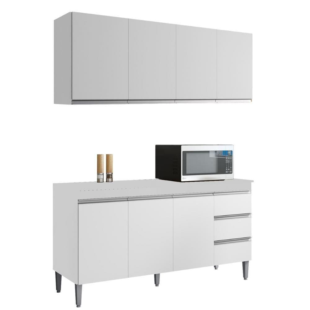 Armario Aereo E Balcao Com Tampo 160 Cm Andreia Branco Reajl Moveis Branco