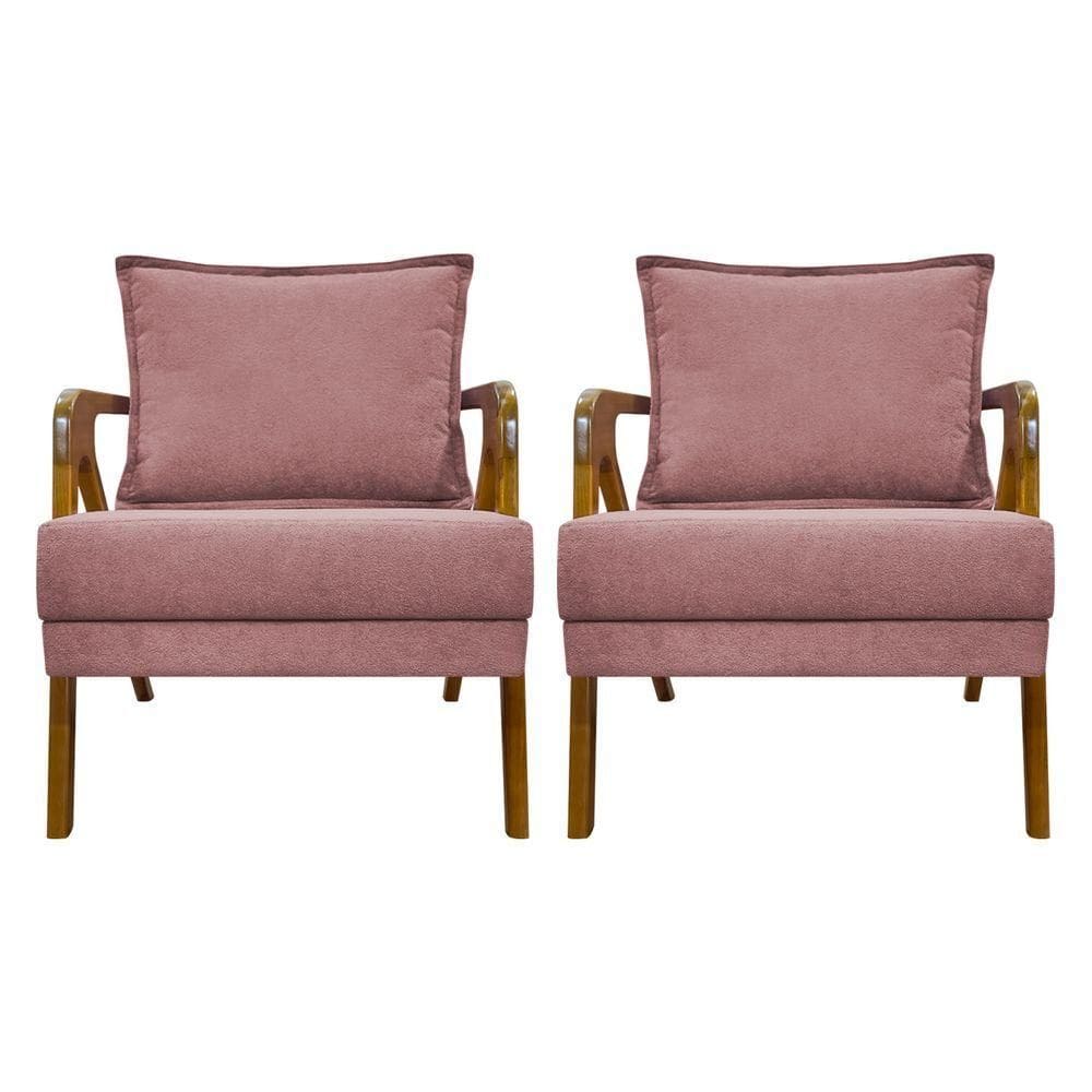 Kit 2 Poltronas Decorativas Shine Bouclé Premium - Rosê Buclê
