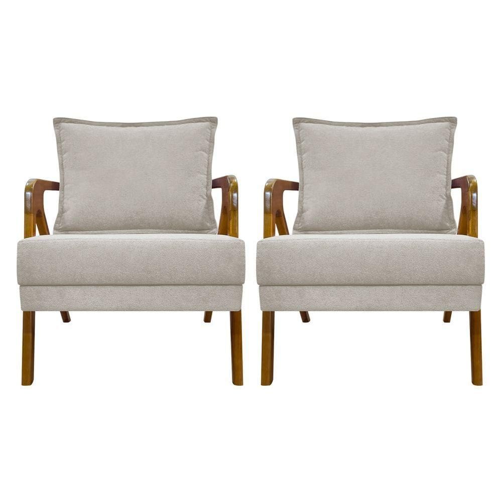 Kit 2 Poltronas Decorativas Shine Bouclé Premium - Bege Buclê