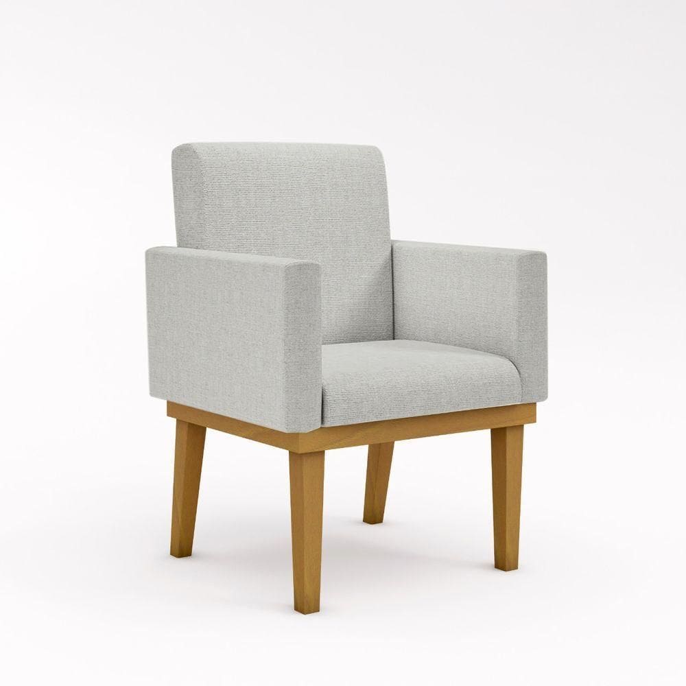 Poltrona Base + Tecido Linho Cor linho Cinza Claro